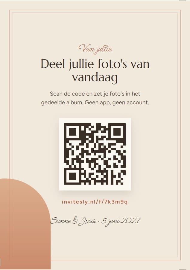 QR-tafelkaart in het thema Bohemian Chic: deel jullie foto's van vandaag